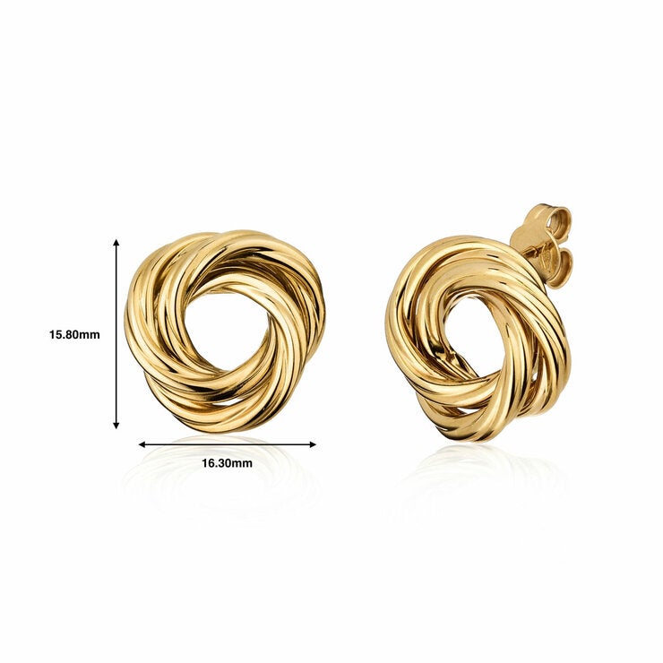 14ct Yellow Gold Love Knot Stud Earrings