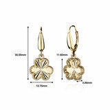 14ct Yellow Gold Three Heart Diamond Cut Earrings