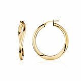 14ct Yellow Gold Shiny Twist Hoop Earrings