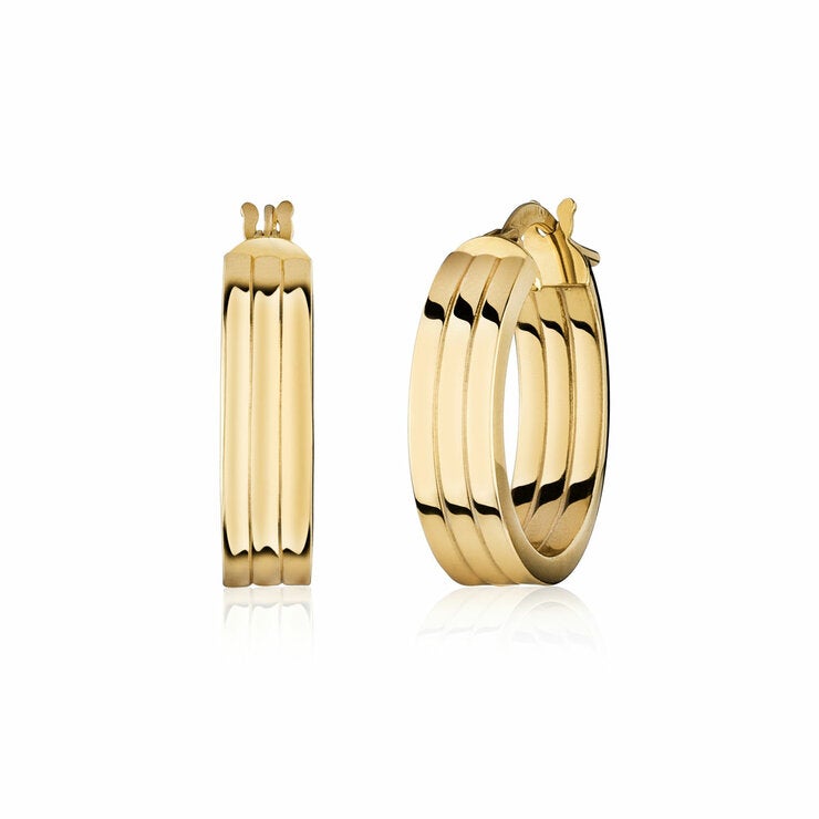 14ct Yellow Gold Tri Hoop Earrings