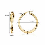 14ct Yellow Gold Shiny Twist Hoop Earrings