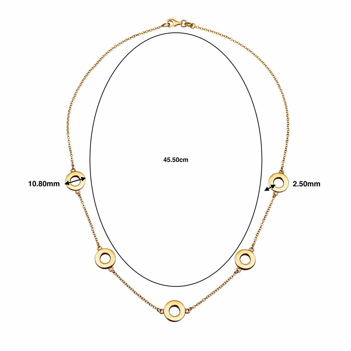 14ct Yellow Gold Love Circles Necklace