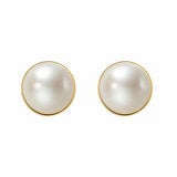 10-10.5mm Cultured Freshwater Pearl Bezel Earrings 14ct Yellow Gold