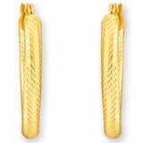 14ct Yellow Gold Textured Oval Hoop Earrings