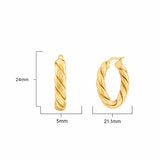 14ct Yellow Gold Twist Oval Hoop Earrings