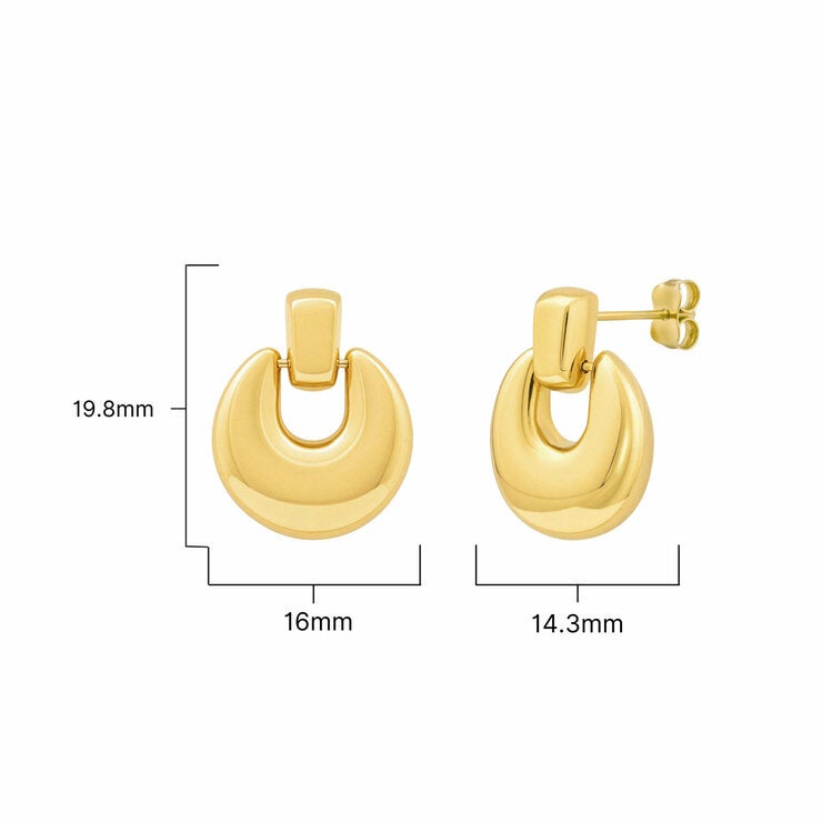 14ct Yellow Gold Plain Circle Drop Earrings