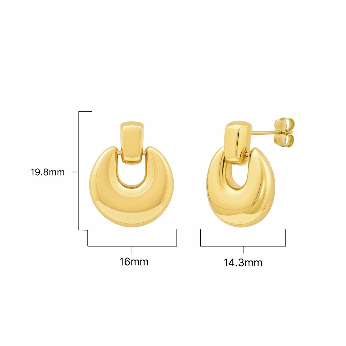 14ct Yellow Gold Plain Circle Drop Earrings