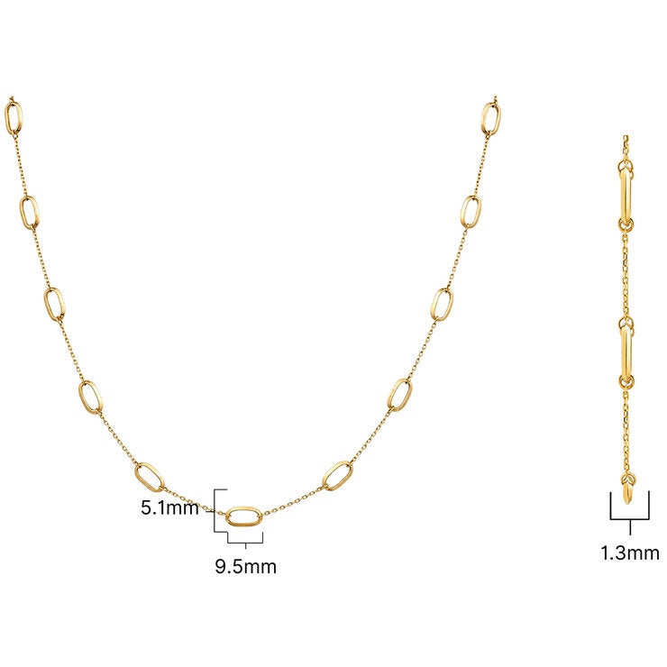 14ct Yellow Gold Paperclip Station Necklace