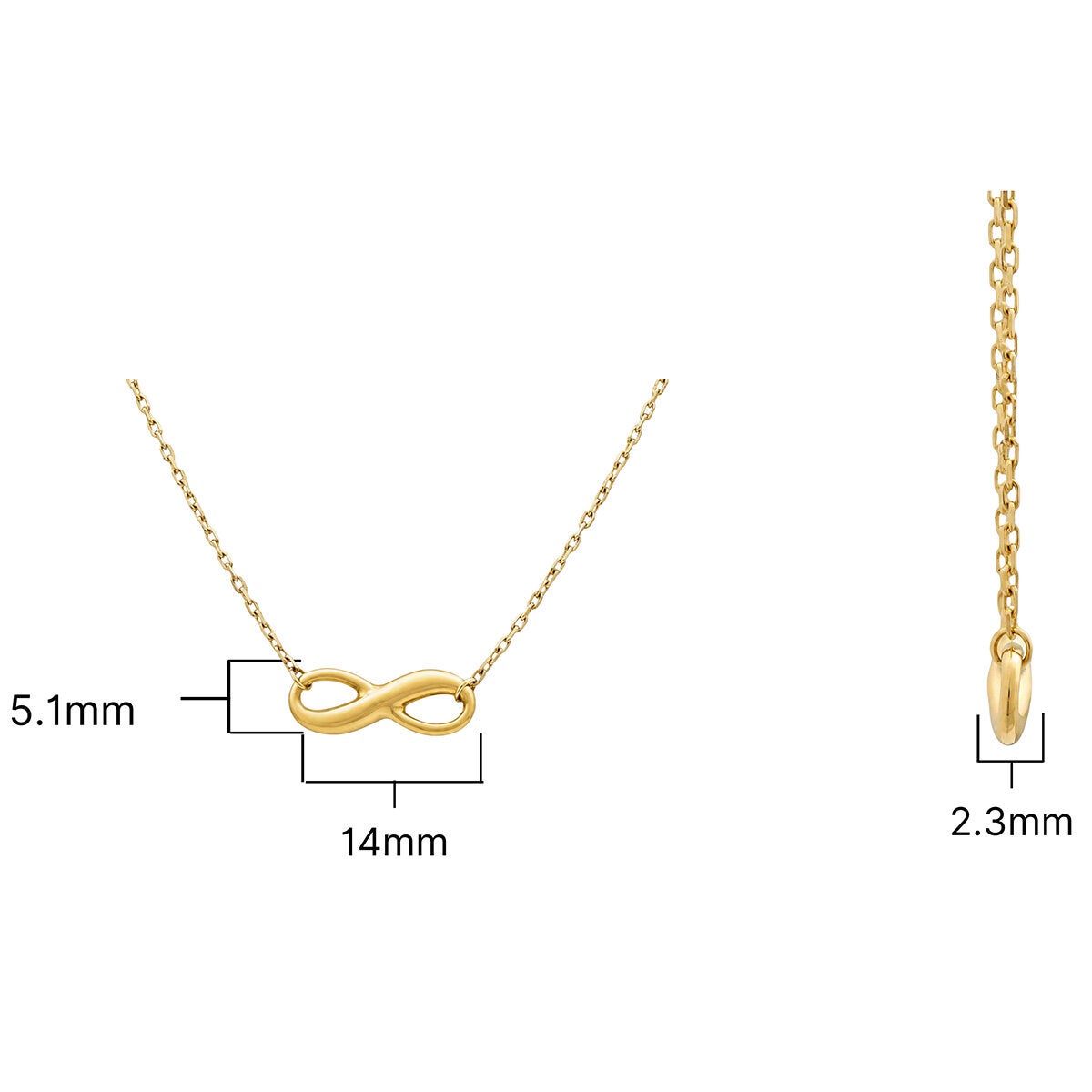 14ct Yellow Gold Infinity Necklace