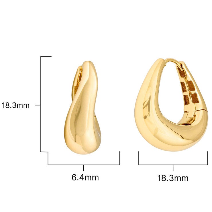 14ct Yellow Gold Wave Hoop Earrings