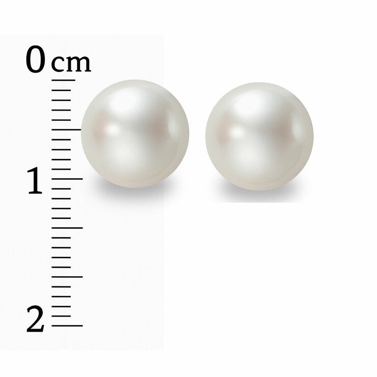 10.5-11mm Cultured Freshwater White Pearl Earrings 14ct Yellow Gold