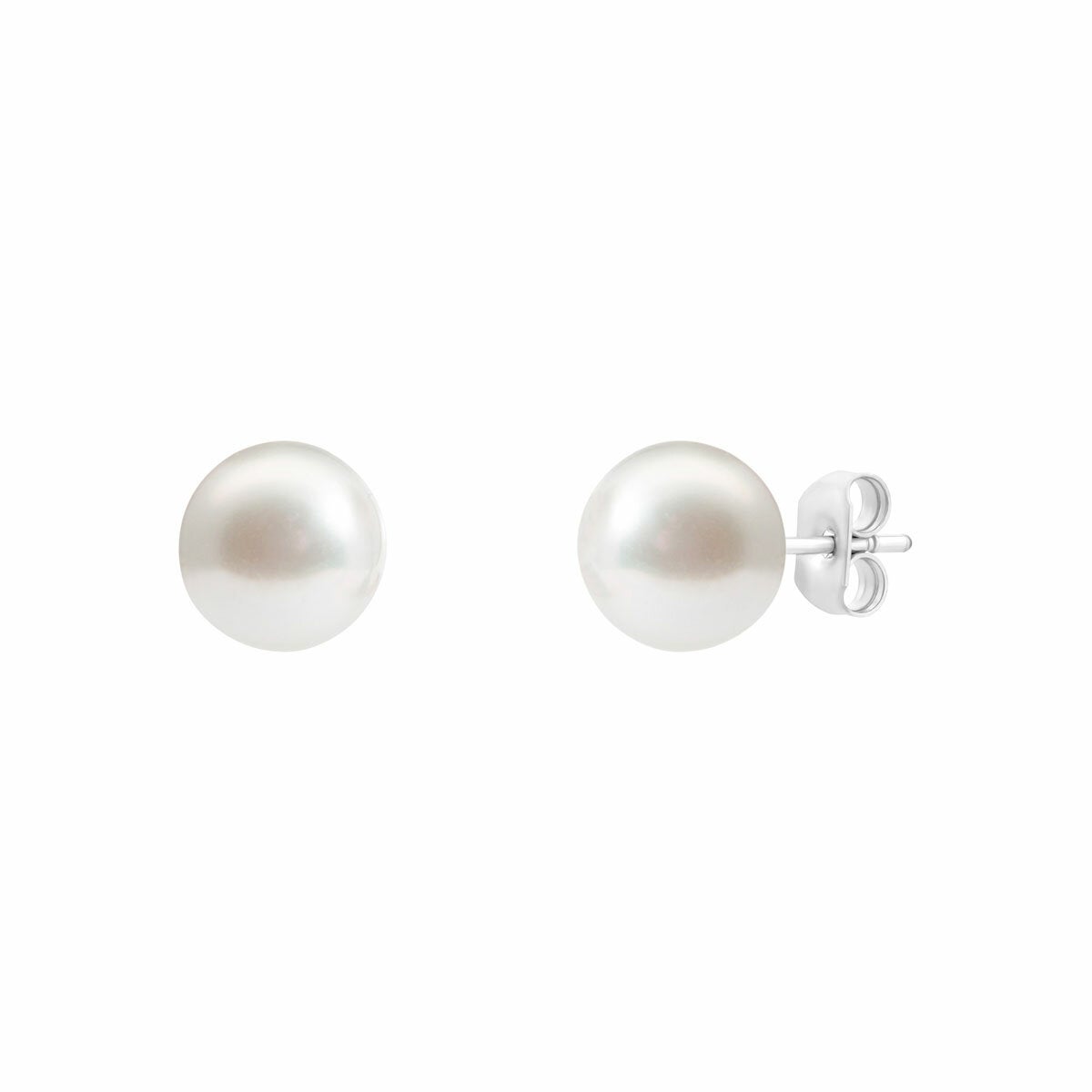 8.5-9mm Akoya White Pearl Earrings 14ct White Gold