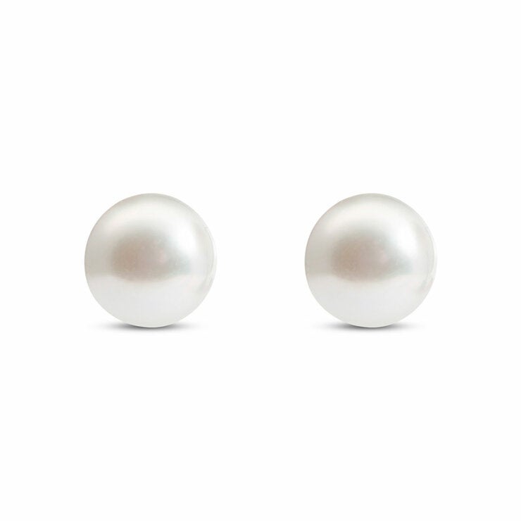 8.5-9mm Akoya White Pearl Earrings 14ct White Gold