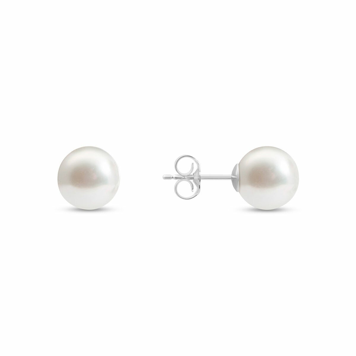 8.5-9mm Akoya White Pearl Earrings 14ct White Gold