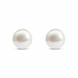 8.5-9mm Akoya White Pearl Earrings 14ct White Gold