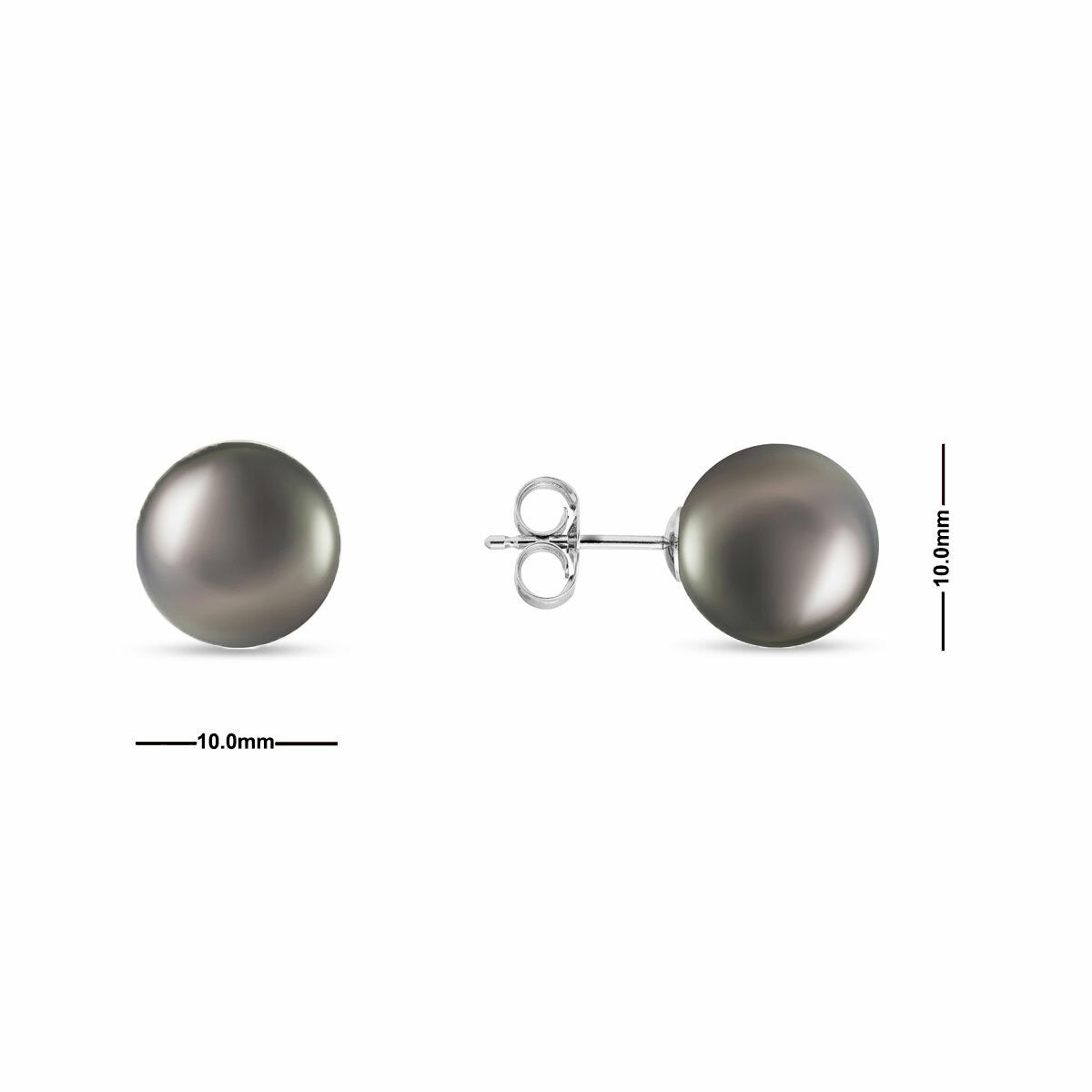10-10.5mm Tahitian Pearl Earrings 14ct White Gold