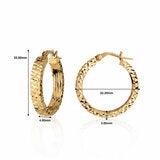 14ct Yellow Gold Textured Hoop Earrings