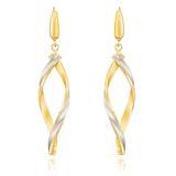 14ct Two Tone Gold Twisted Dangle Earrings