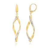 14ct Two Tone Gold Twisted Dangle Earrings