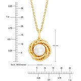 7-7.5mm Cultured Freshwater White Pearl Love Knot Pendant 14ct Yellow Gold