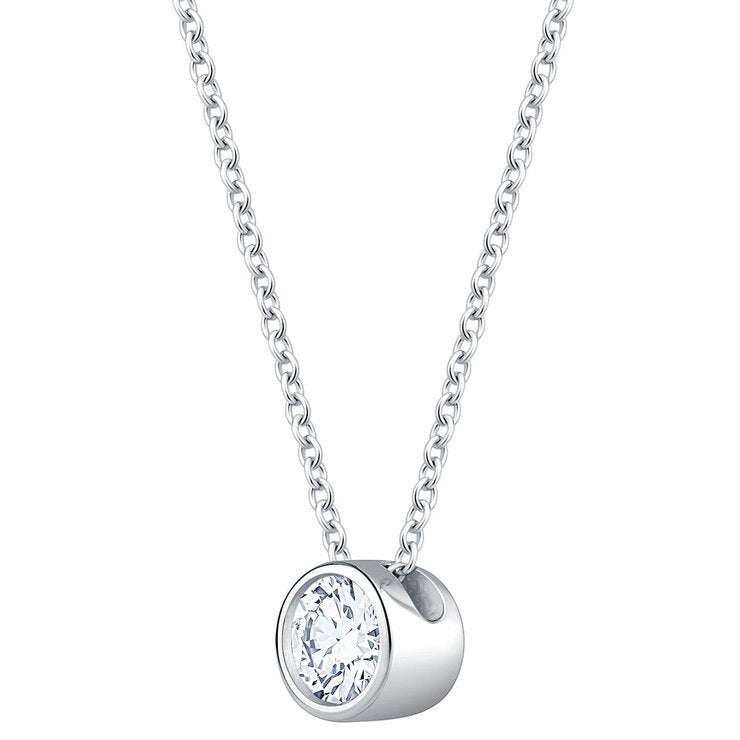 0.30ct Round Brilliant Cut Diamond Solitaire Pendant 14ct White Gold