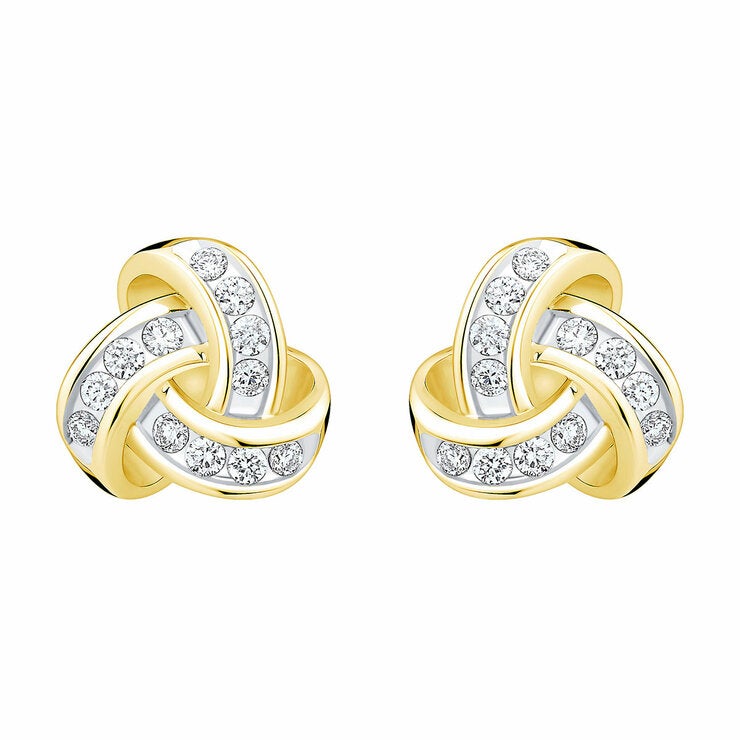 0.15ctw Round Brilliant Cut Diamond Knot Earrings 14ct Yellow Gold