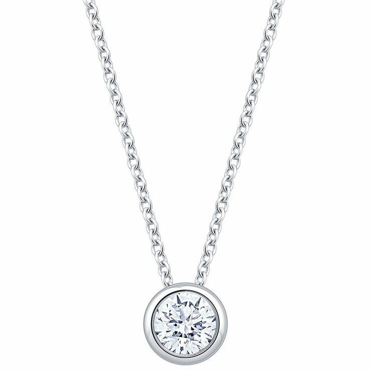 0.30ct Round Brilliant Cut Diamond Solitaire Pendant 14ct White Gold