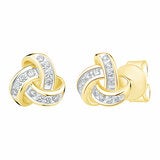 0.15ctw Round Brilliant Diamond Knot Earrings 14ct Yellow Gold