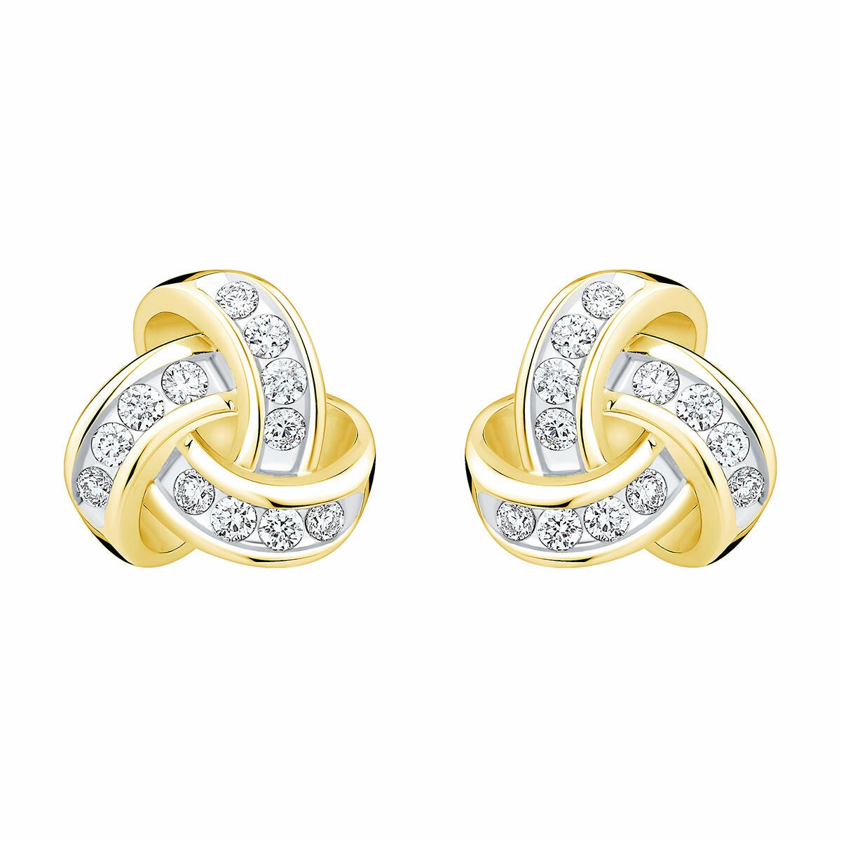 0.15ctw Round Brilliant Diamond Knot Earrings 14ct Yellow Gold