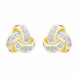 0.15ctw Round Brilliant Diamond Knot Earrings 14ct Yellow Gold