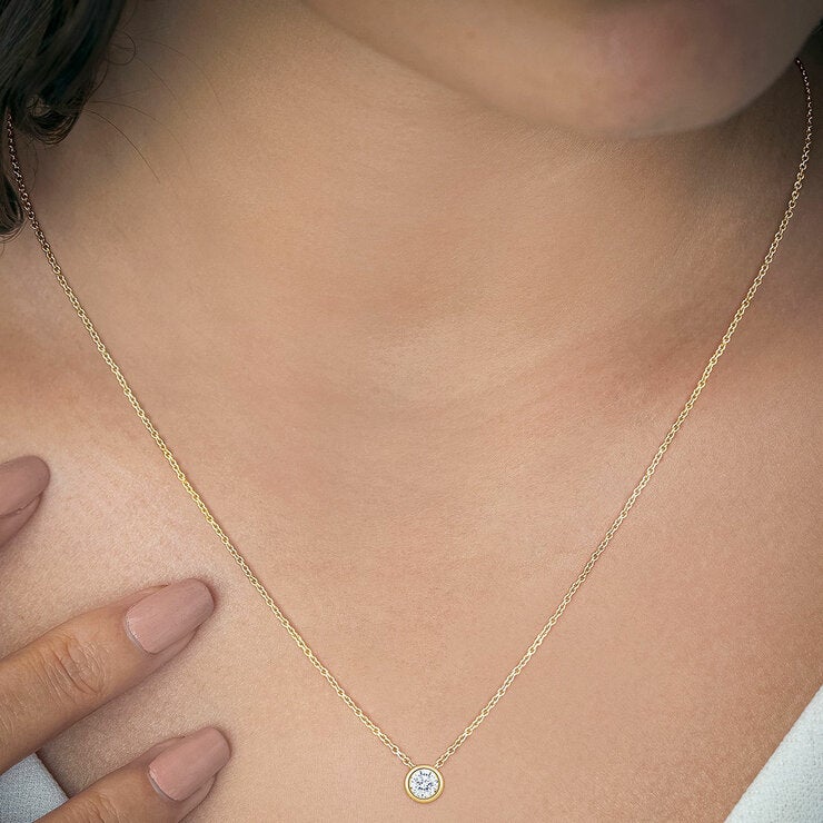 0.30ct Round Brilliant Cut Diamond Solitaire Pendant 14ct Yellow Gold