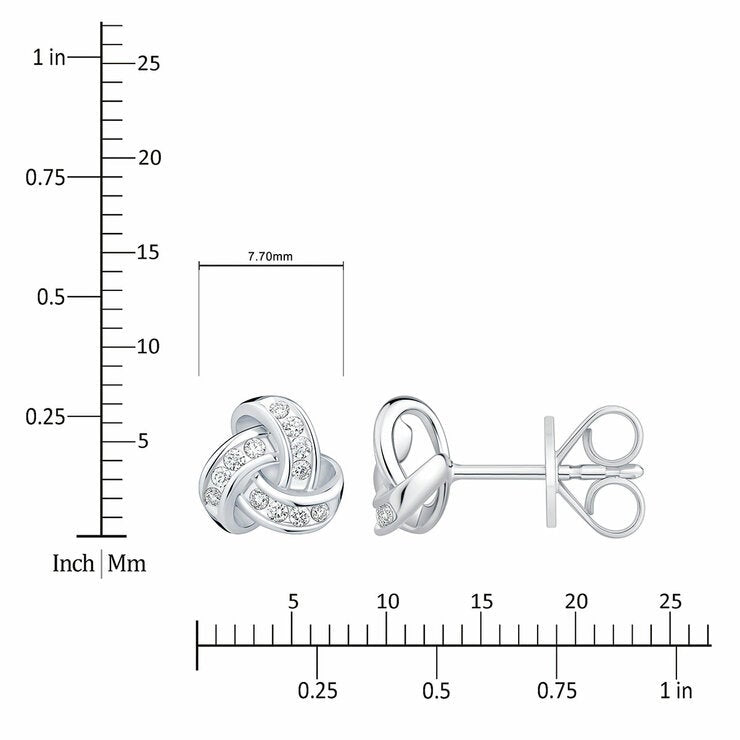 0.15ctw Round Brilliant Cut Diamond Knot Earrings 14ct White Gold