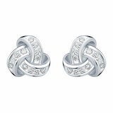 0.15ctw Round Brilliant Cut Diamond Knot Earrings 14ct White Gold