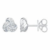 0.15ctw Round Brilliant Cut Diamond Knot Earrings 14ct White Gold