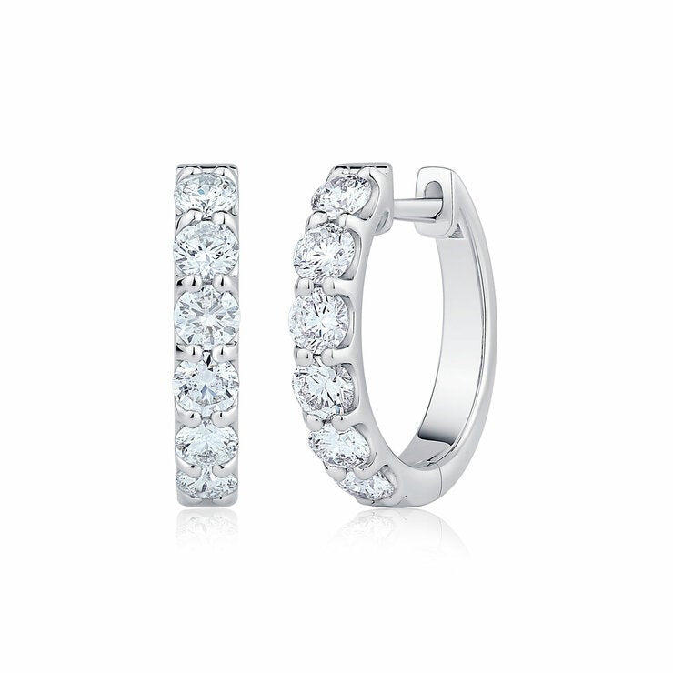1.00ctw Round Brilliant Cut Diamond Hoop Earrings 14ct White Gold