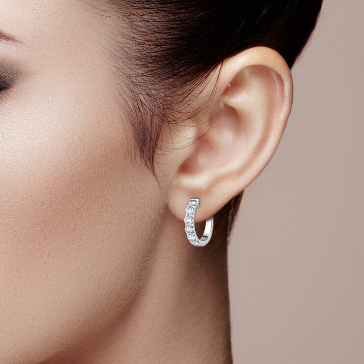 1.00ctw Round Brilliant Cut Diamond Hoop Earrings 14ct White Gold