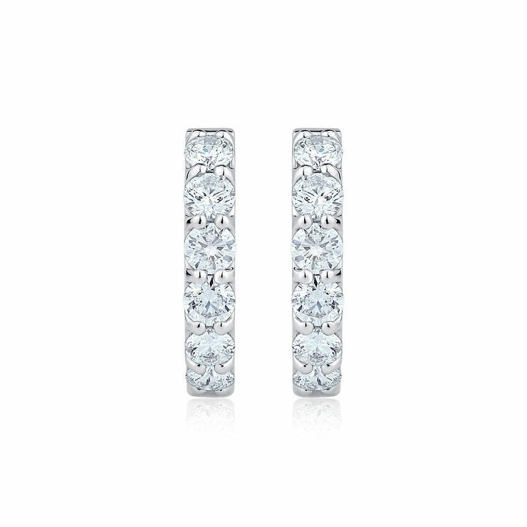 1.00ctw Round Brilliant Cut Diamond Hoop Earrings 14ct White Gold