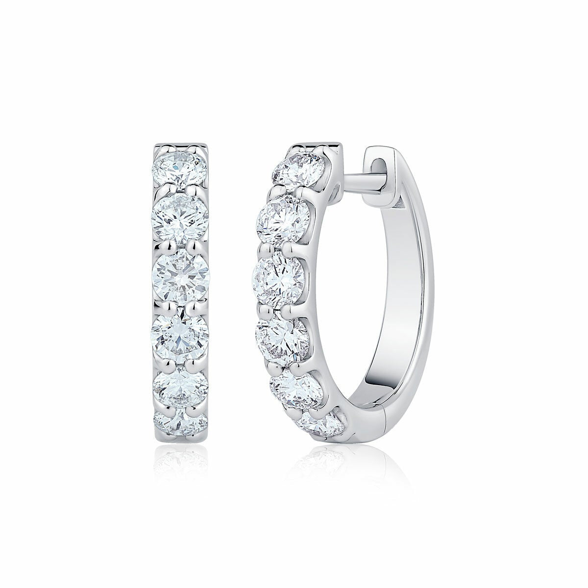 1.00ctw Round Brilliant Cut Diamond Hoop Earrings 14ct White Gold