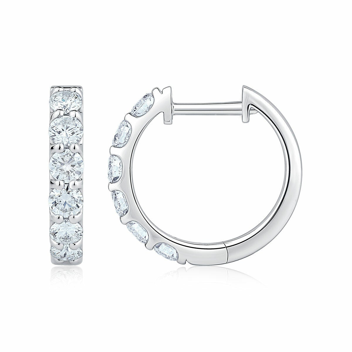 1.00ctw Round Brilliant Cut Diamond Hoop Earrings 14ct White Gold