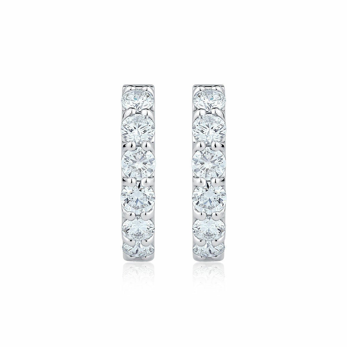 1.00ctw Round Brilliant Cut Diamond Hoop Earrings 14ct White Gold