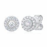 14ct White Gold 0.22ctw Round Brilliant Cut Diamond Halo Earrings