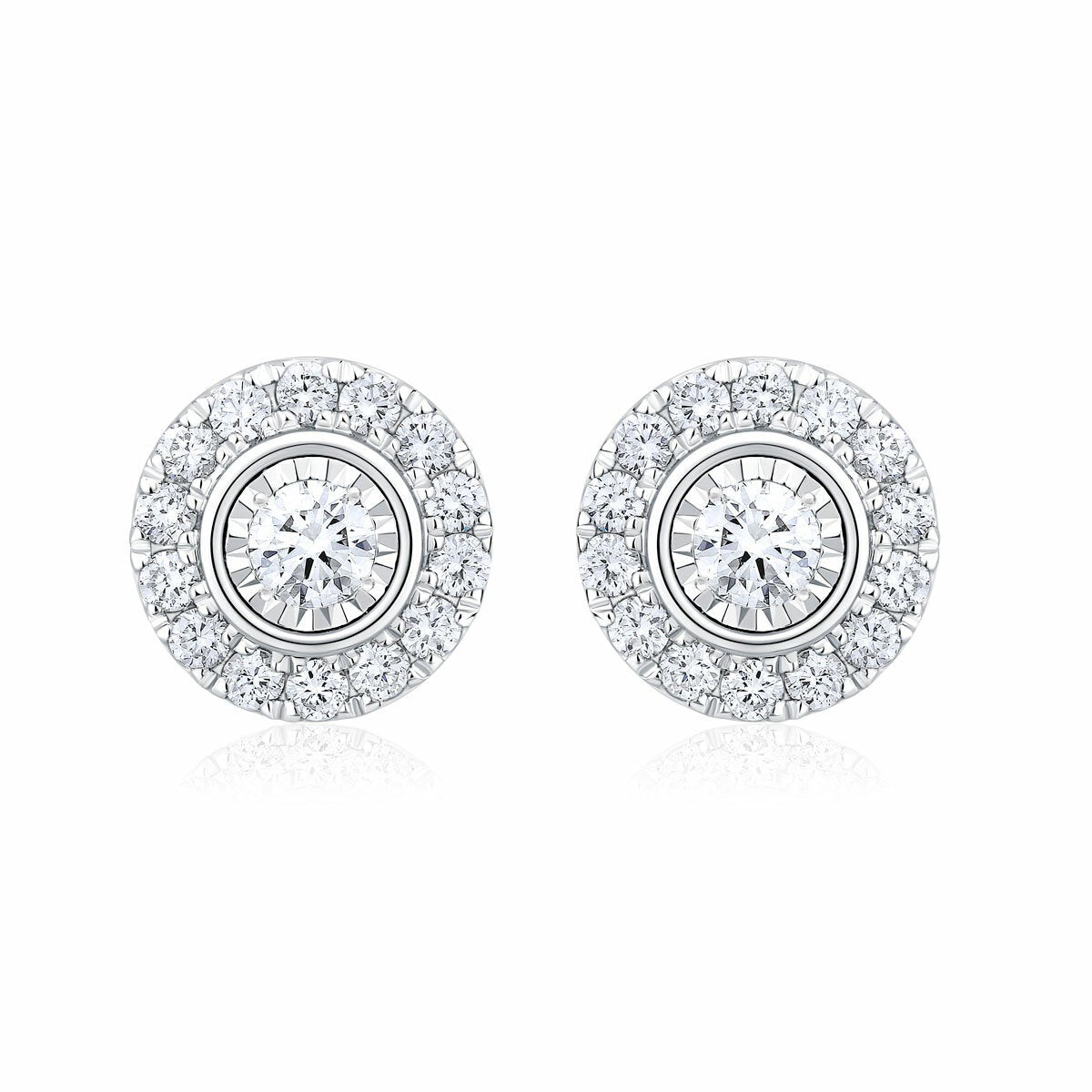 14ct White Gold 0.22ctw Round Brilliant Cut Diamond Halo Earrings