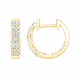 0.30ctw Round Brilliant Cut Diamond Double Row Hoop Earrings 14ct Yellow Gold