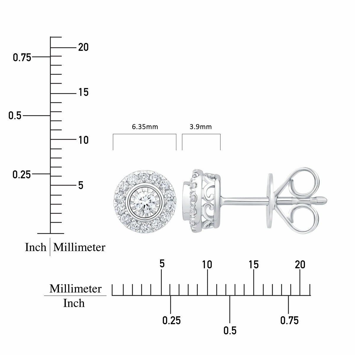 14ct White Gold 0.22ctw Round Brilliant Cut Diamond Halo Earrings