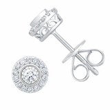 14ct White Gold 0.22ctw Round Brilliant Cut Diamond Halo Earrings