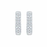0.30ctw Round Brilliant Cut Diamond Double Row Hoop Earrings 14ct White Gold
