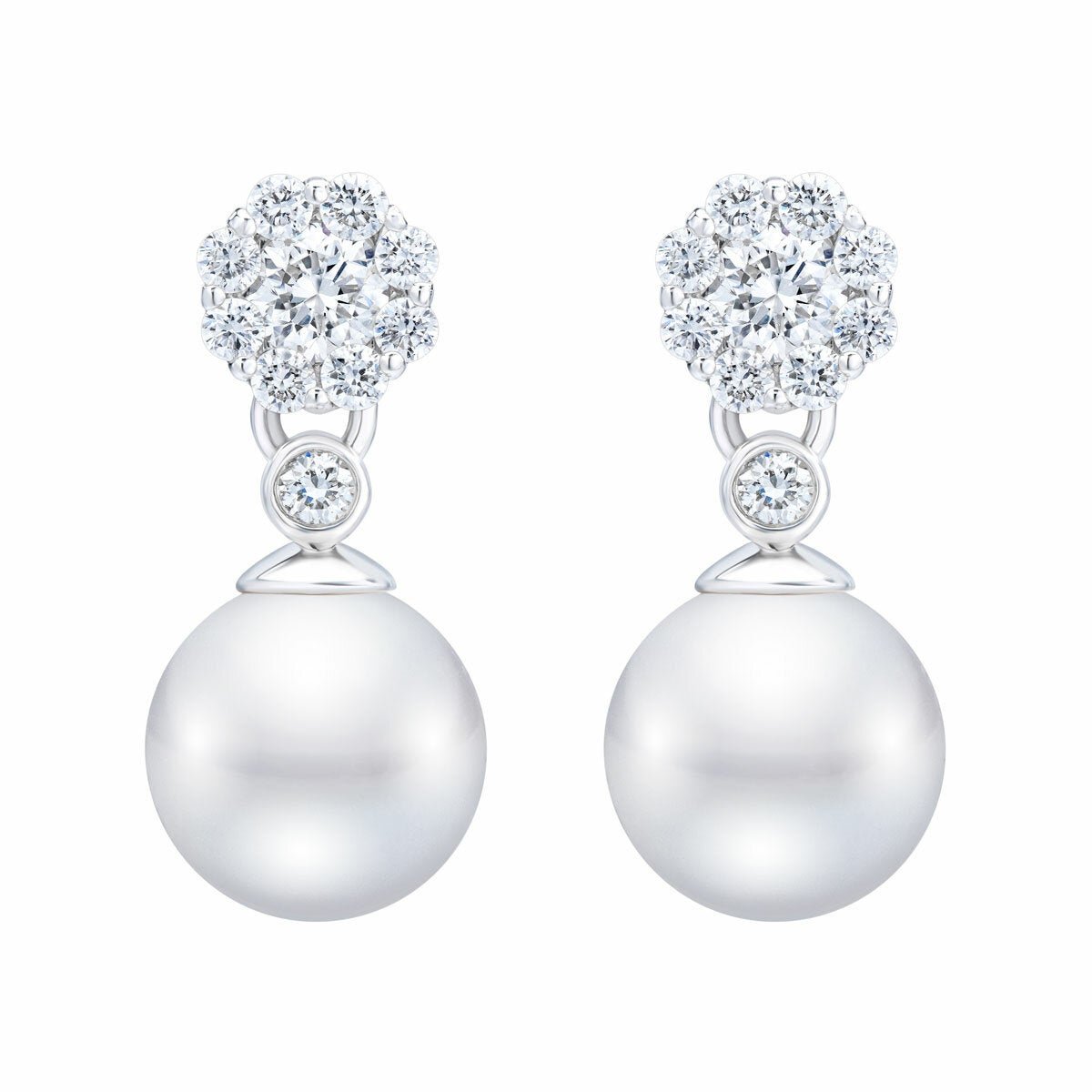 7-7.5mm Akoya Pearl 0.45ctw Diamond Earrings 14ct White Gold