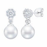 7-7.5mm Akoya Pearl 0.45ctw Diamond Earrings 14ct White Gold
