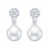 7-7.5mm Akoya Pearl 0.45ctw Diamond Earrings 14ct White Gold