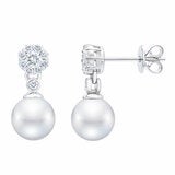 7-7.5mm Akoya Pearl 0.45ctw Diamond Earrings 14ct White Gold